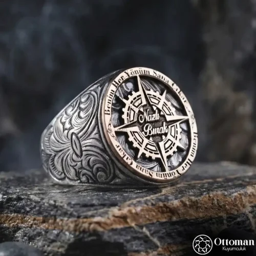 Pusula Gümüş Erkek Yüzük