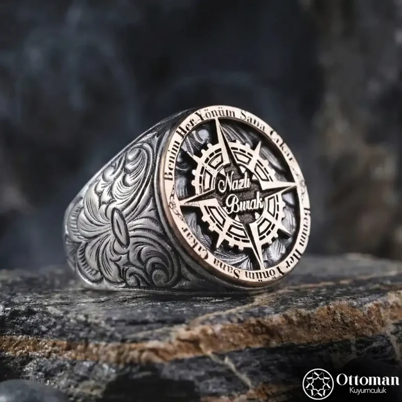 Pusula Gümüş Erkek Yüzük