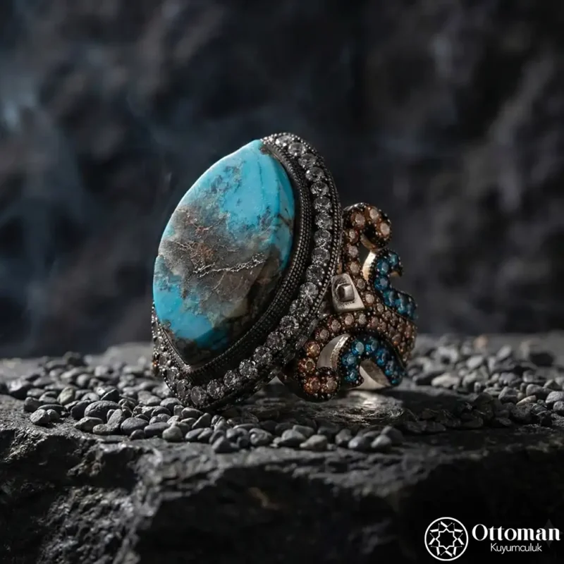 Firuze Taşlı Gümüş Kadın Yüzük