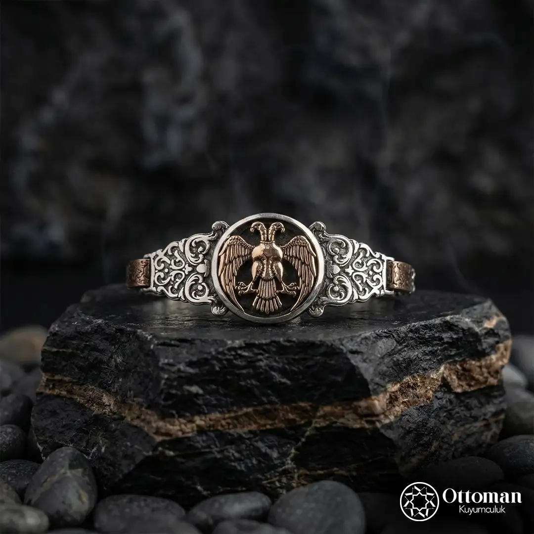 Double-Headed Eagle Silver Men's Bracelet