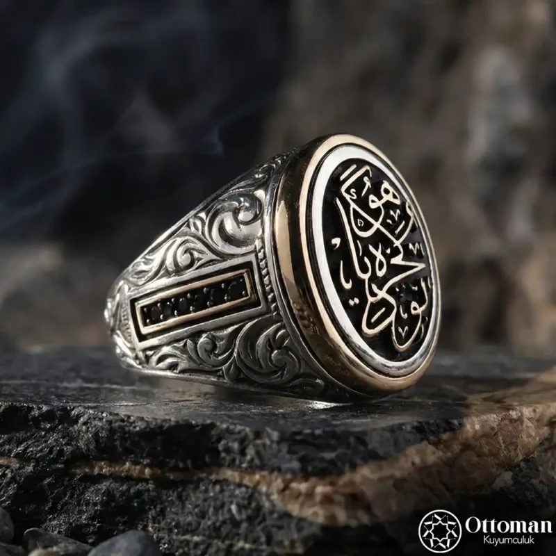 Buda Geçer Yahu Oval Gravürlü Gümüş Erkek Yüzük
