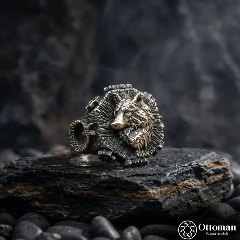 Kurt Figürlü Gümüş Erkek Yüzük
