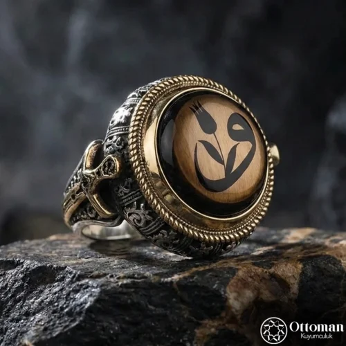 Efsunkar Vav Lale Üç Başlık Model Gümüş Erkek Yüzük