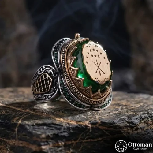 Füsunkar Çerkez Bayrağı Model Gümüş Erkek Yüzük