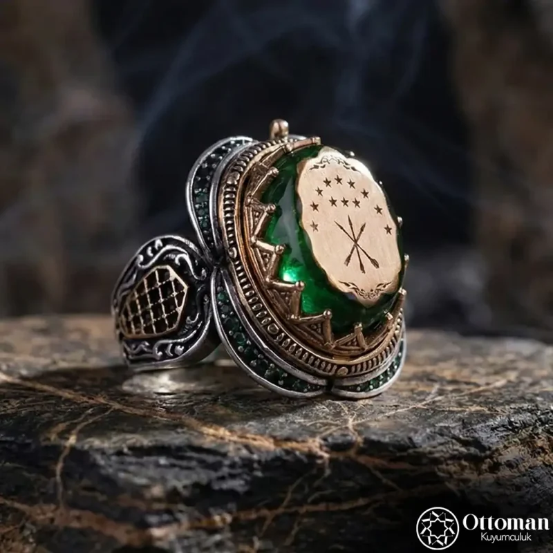 Füsunkar Çerkez Bayrağı Model Gümüş Erkek Yüzük