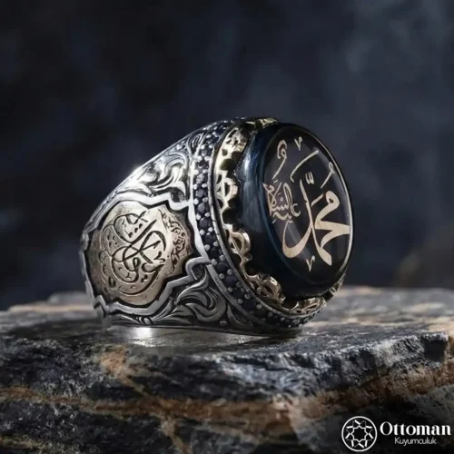 Manisküllü Kişi Sevdiğiyle Beraberdir Yazılı Gümüş Erkek Yüzük