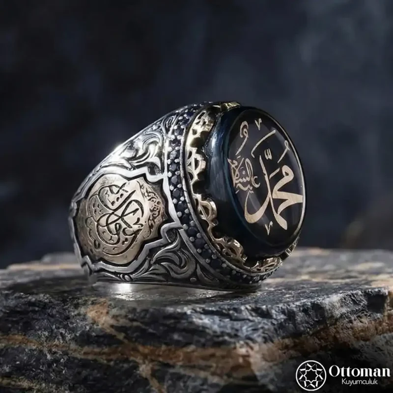 2 Manisküllü Kişi Sevdiğiyle Beraberdir Yazılı Gümüş Erkek Yüzük