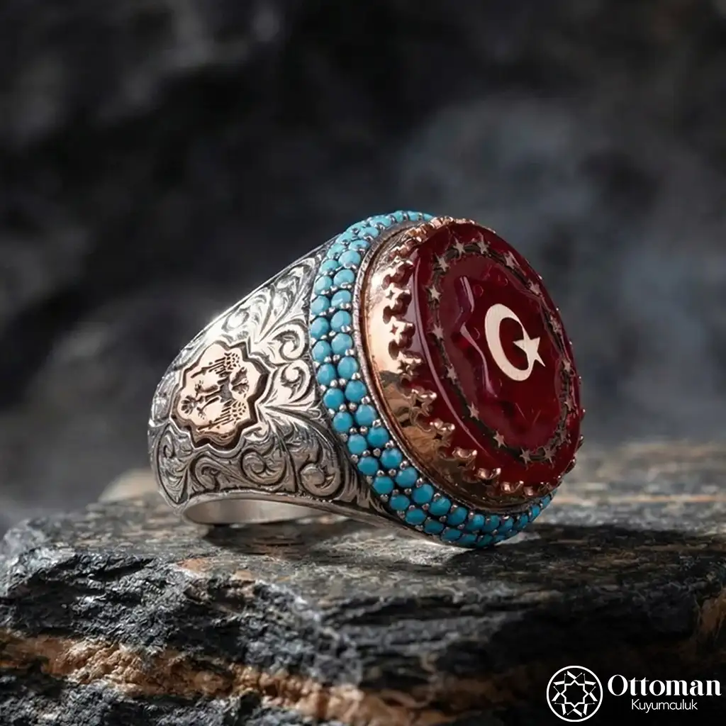 State-i Aliyye Engraved Silver Men's Ring