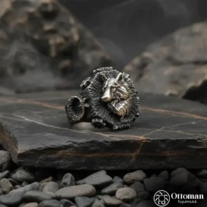 Kurt Figürlü Gümüş Erkek Yüzük