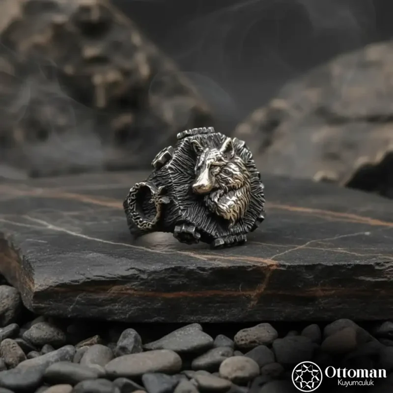 Kurt Figürlü Gümüş Erkek Yüzük