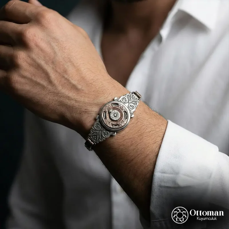 Dönmeli Model Gümüş Erkek Bileklik