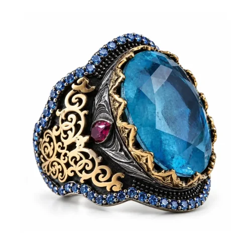 Paraiba Taşlı Gümüş Kadın Yüzük