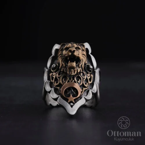 Aslan Figürlü Gümüş Zihgir Erkek Yüzük