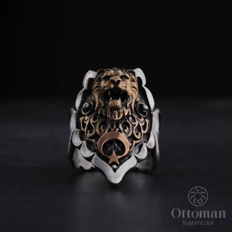 Aslan Figürlü Gümüş Zihgir Erkek Yüzük