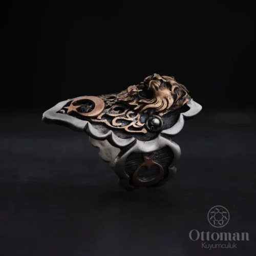 Aslan Figürlü Gümüş Zihgir Erkek Yüzük