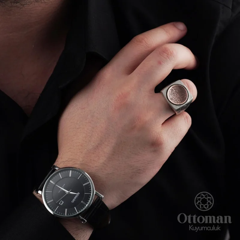 Ayetel Kürsi İşlemeli Gümüş Erkek Yüzük