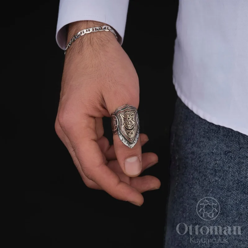 ayyildiz-gumus-zihgir-model-6f073- Ay Yıldız Zihgir Model Gümüş Erkek Yüzük