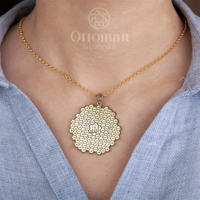 Bal Peteği Model Gümüş Kadın Kolye