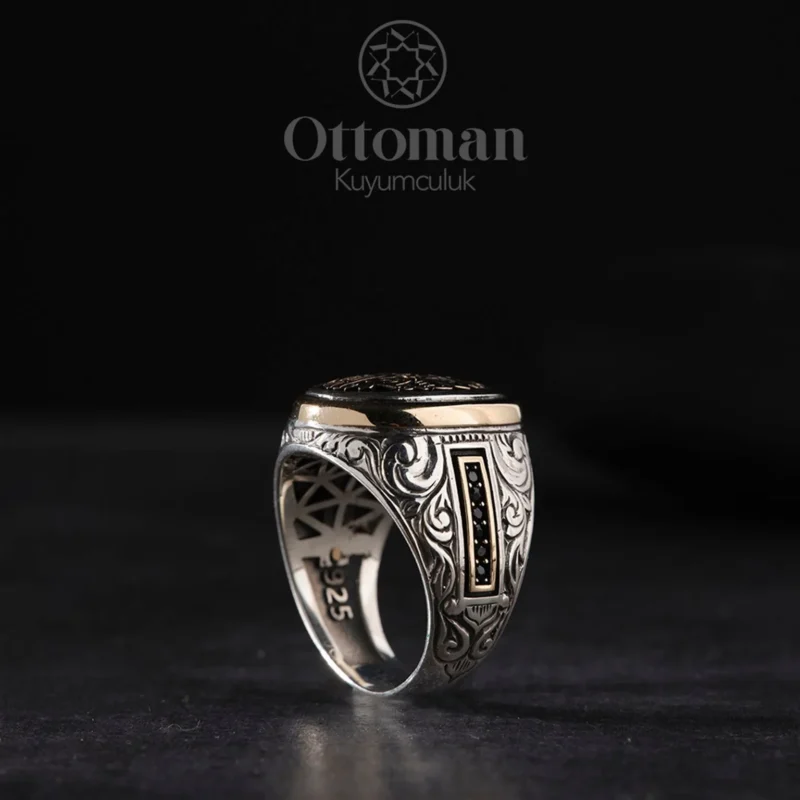 Buda Geçer Yahu Oval Gravürlü Gümüş Erkek Yüzük