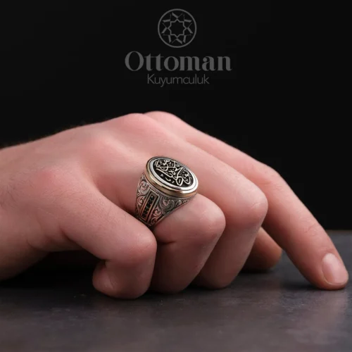 Buda Geçer Yahu Oval Gravürlü Gümüş Erkek Yüzük