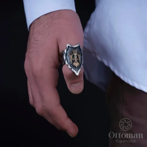 Çift Başlı Kartal Gümüş Zihgir Erkek Yüzük