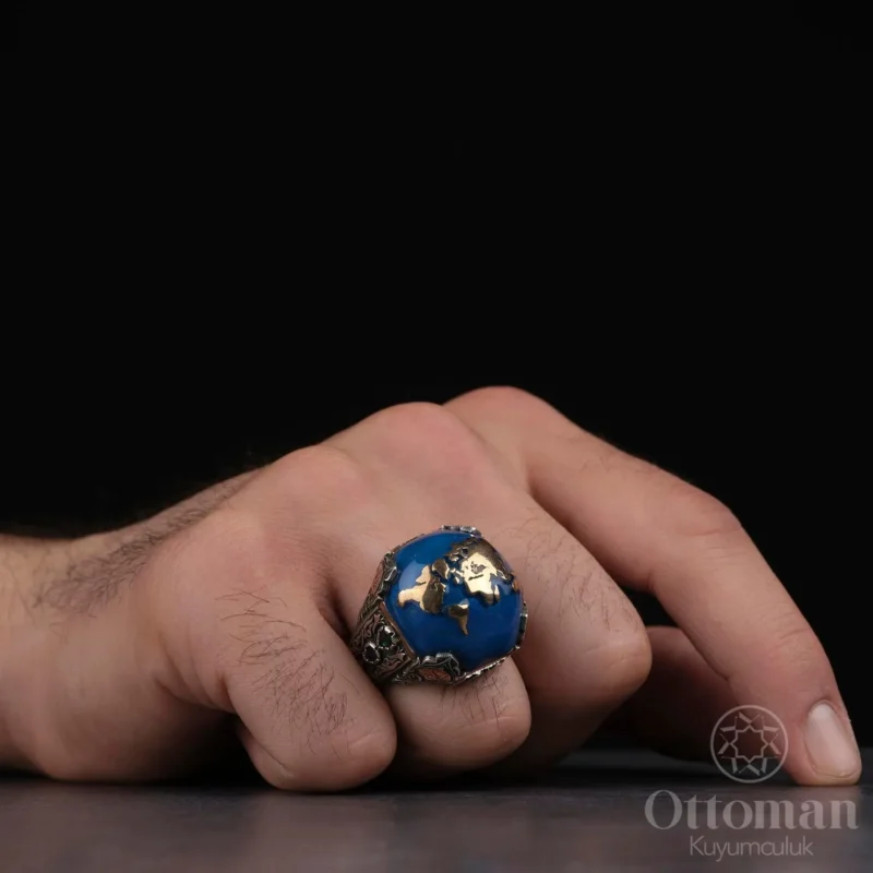 Kızıl Elma Model Gümüş Erkek Yüzük