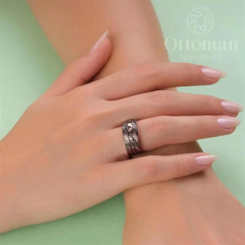 Çizgisel Model Gümüş Alyans Set