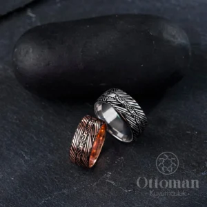 Çizgisel Model Gümüş Alyans Set