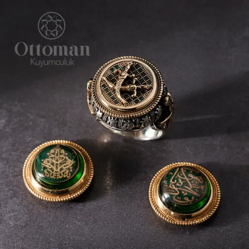 Efsunkar Üç Başlık Model Gümüş Erkek Yüzük