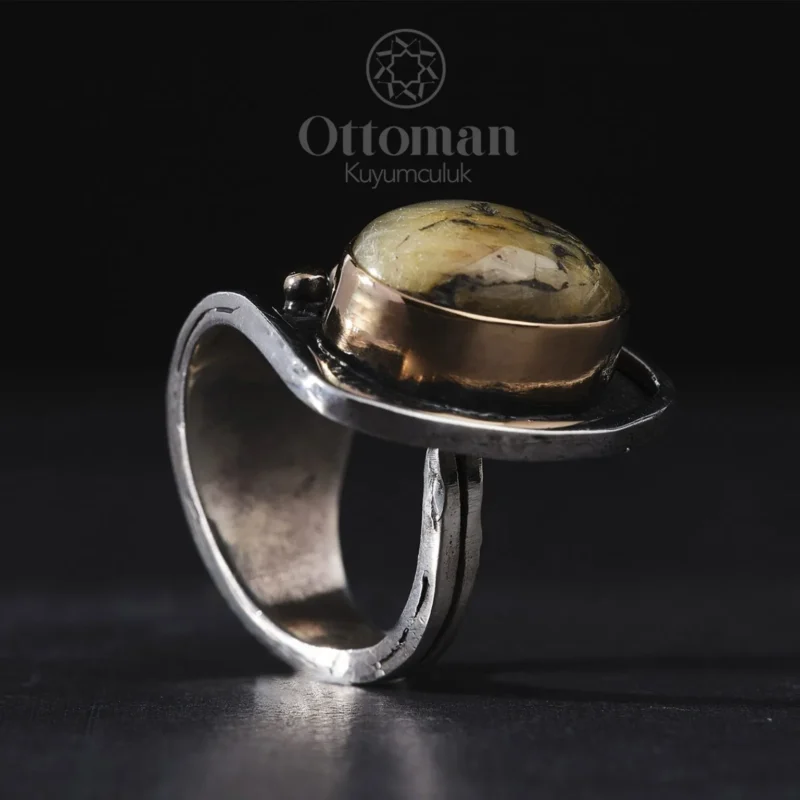 golden-rutil-kuvarts-tasli-bayan-yuzuk-17-b19 Golden Rutil Kuvars Taşlı Gümüş Kadın Yüzük