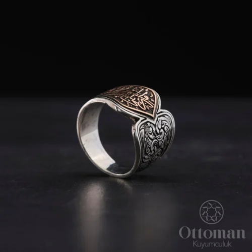 Gravür Desenli Gümüş Erkek Yüzük
