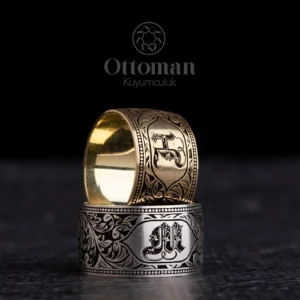 gravur-harfli-cift-alyans--a57b- Gravür Harfli Gümüş Alyans Set