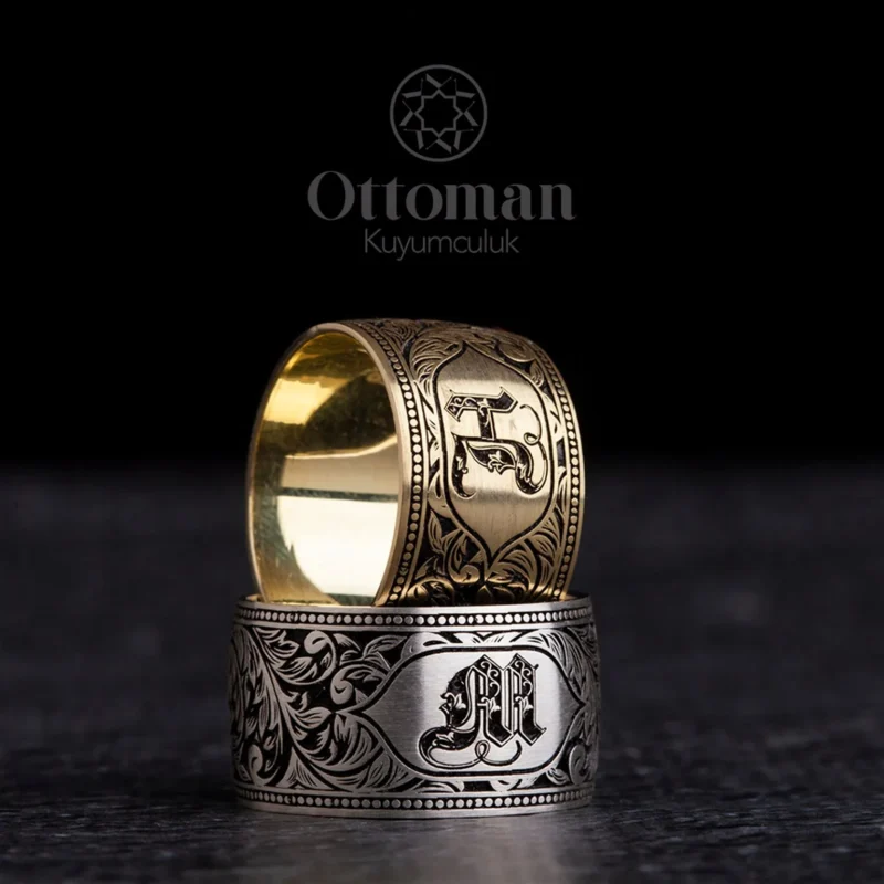 gravur-harfli-cift-alyans--a57b- Gravür Harfli Gümüş Alyans Set