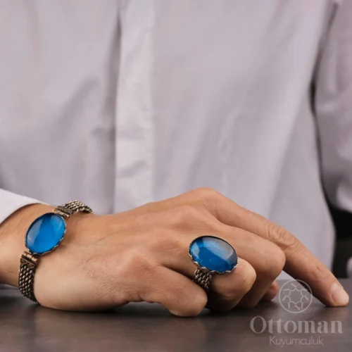 gumus-kehribar-tasli-3-lu-orme-set-678eb1 Kehribar Taşlı Üçlü Örme Gümüş Kadın Set