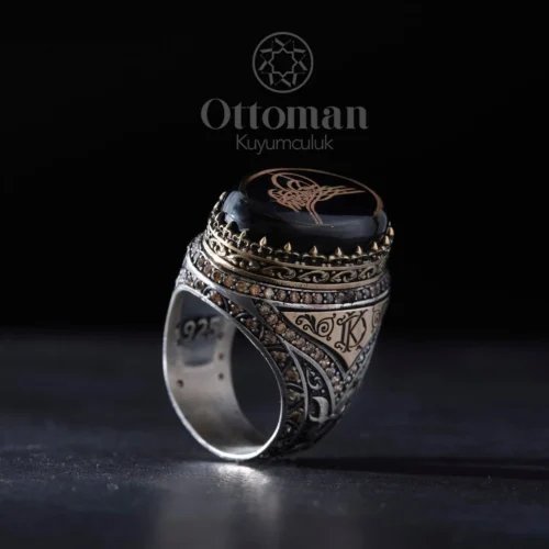 Tuğra Model Özel Tasarım Gümüş Erkek Yüzük