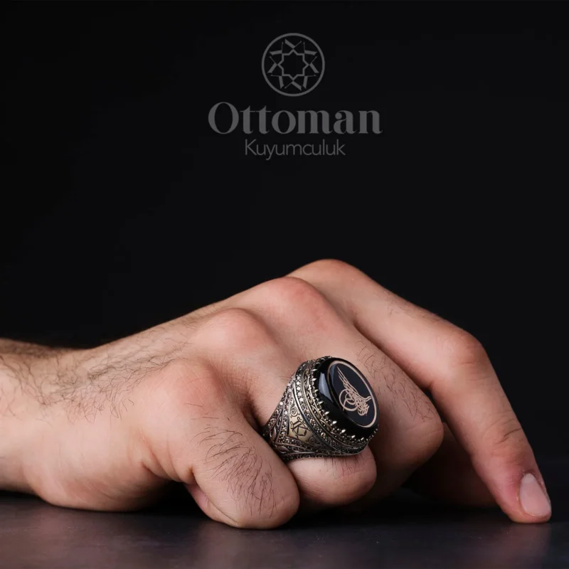 Tuğra Model Özel Tasarım Gümüş Erkek Yüzük