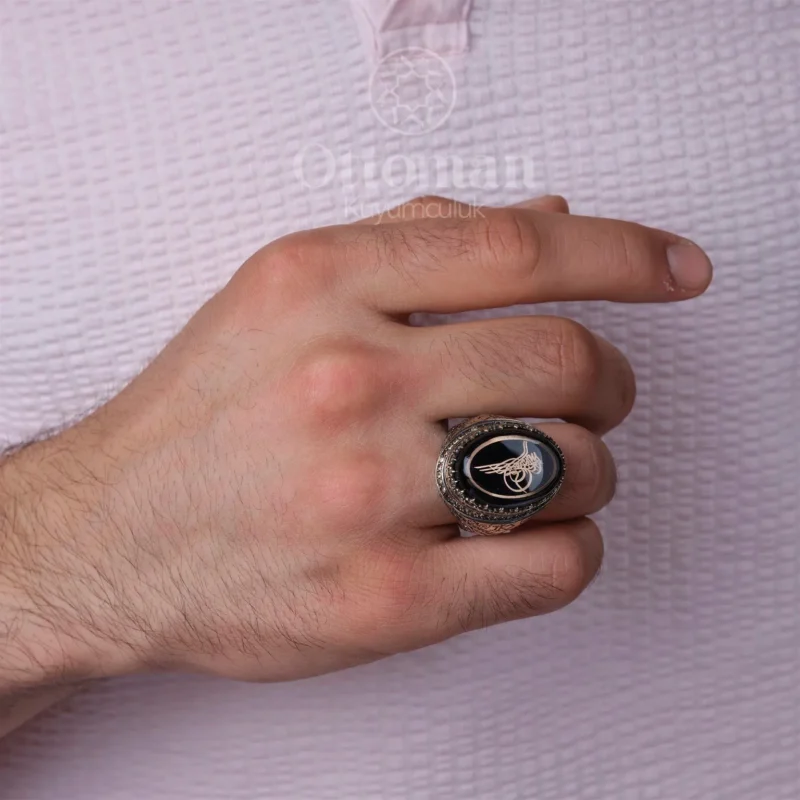 Tuğra Model Özel Tasarım Gümüş Erkek Yüzük