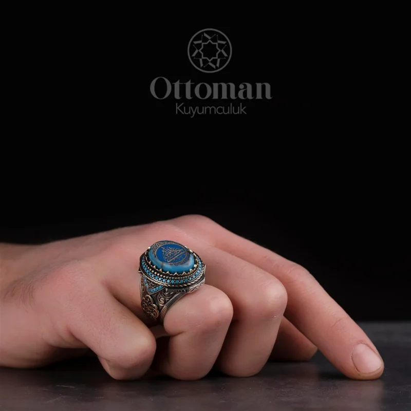 Hasbi Allah Model Gümüş Erkek Yüzük