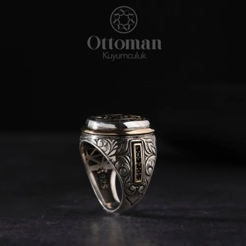 Hasbi Allah Oval Gravürlü Gümüş Erkek Yüzük