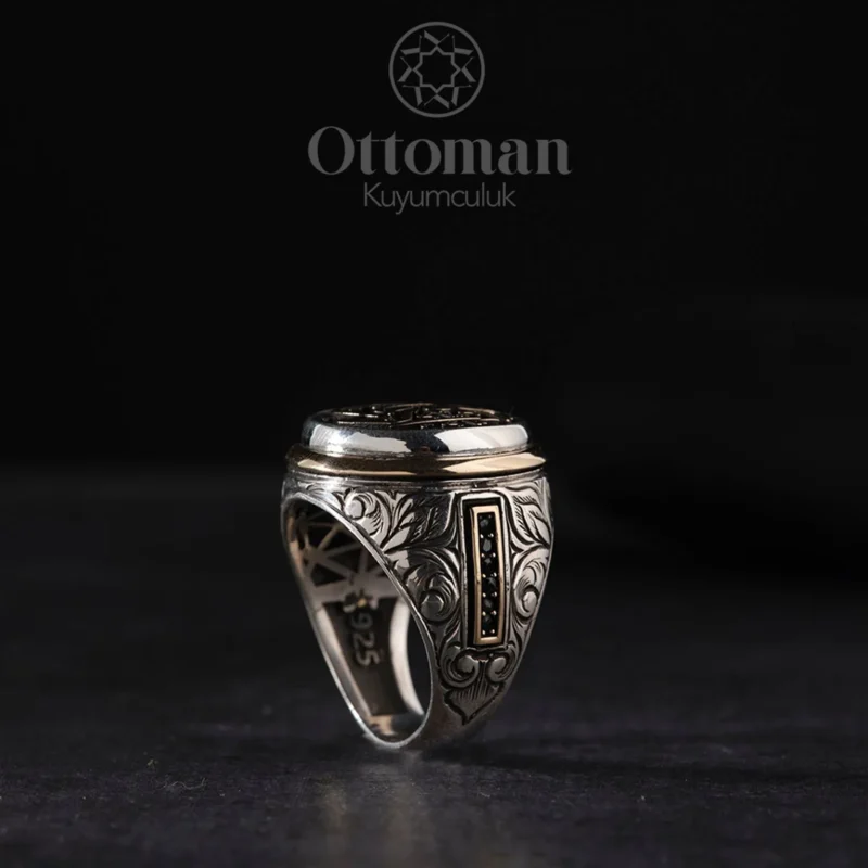 Hasbi Allah Oval Gravürlü Gümüş Erkek Yüzük