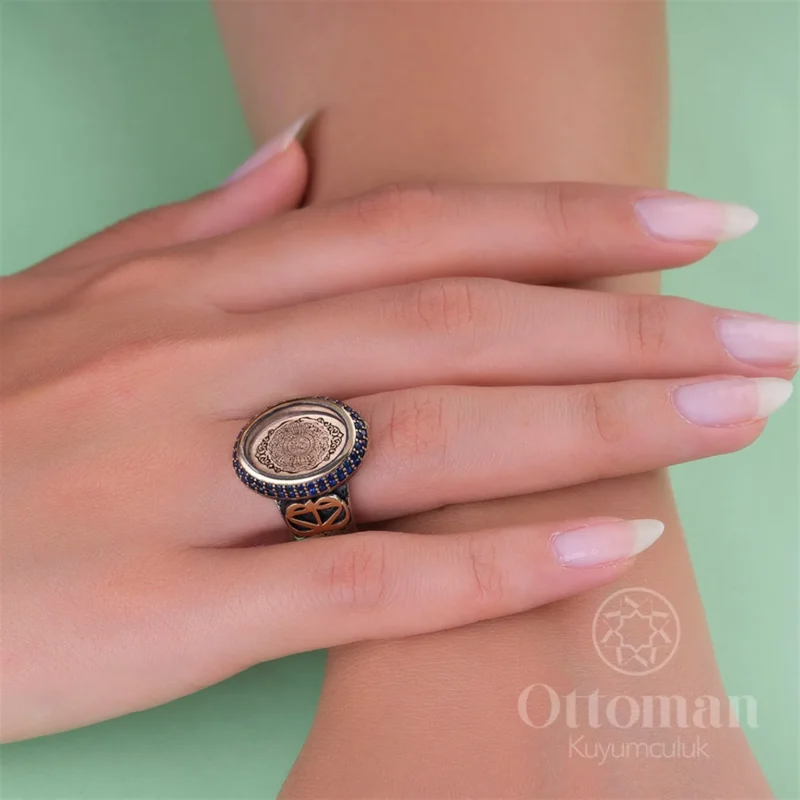 İnşirah Suresi Yazılı Gümüş Kadın Yüzük