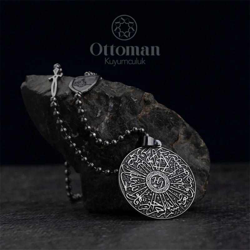 İhlas Suresi Madalyon Gümüş Erkek Kolye