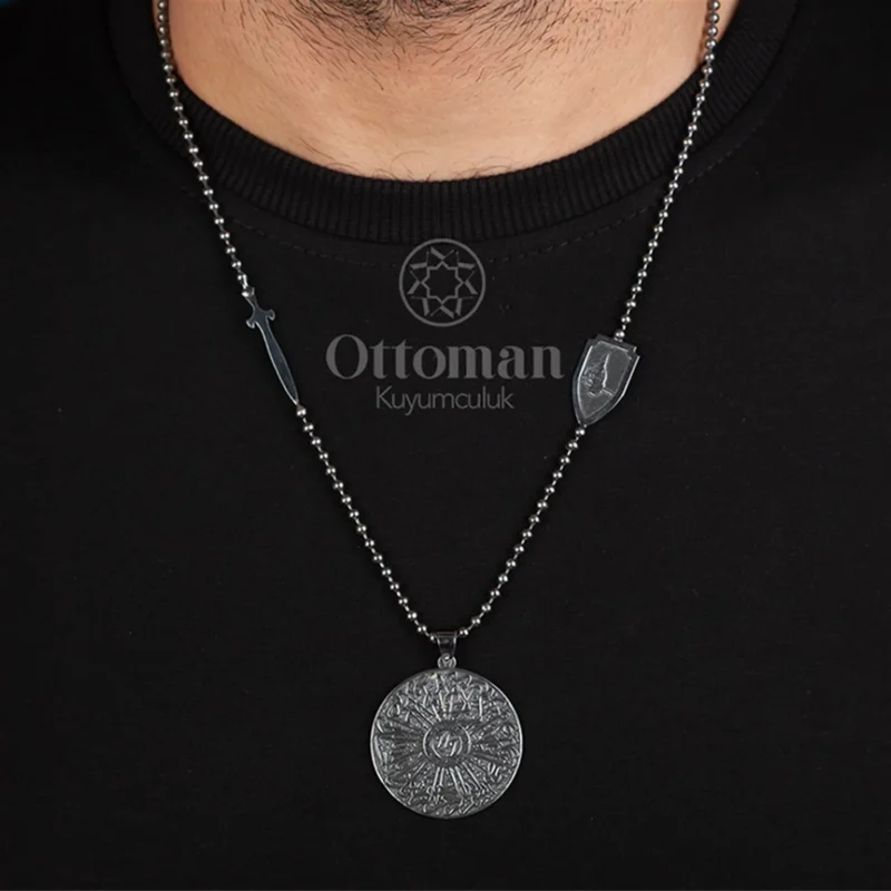 İhlas Suresi Madalyon Gümüş Erkek Kolye