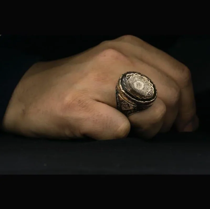 insirah-sureli-gumus-erkek-yuzuk-a23a-7 İnşirah Suresi Yazılı Gümüş Erkek Yüzük