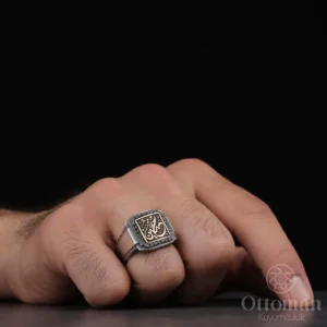 İsim Hat Yazılı Gümüş Erkek Yüzük