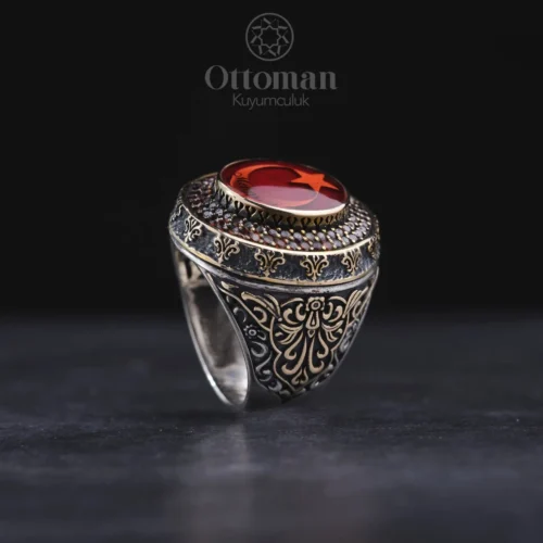 İsimli Ay Yıldız Gümüş Erkek Yüzük