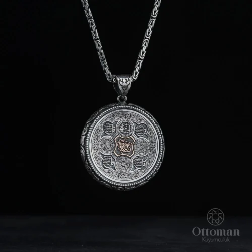 Kapaklı Koruma Dualı Gümüş Madalyon Kolye