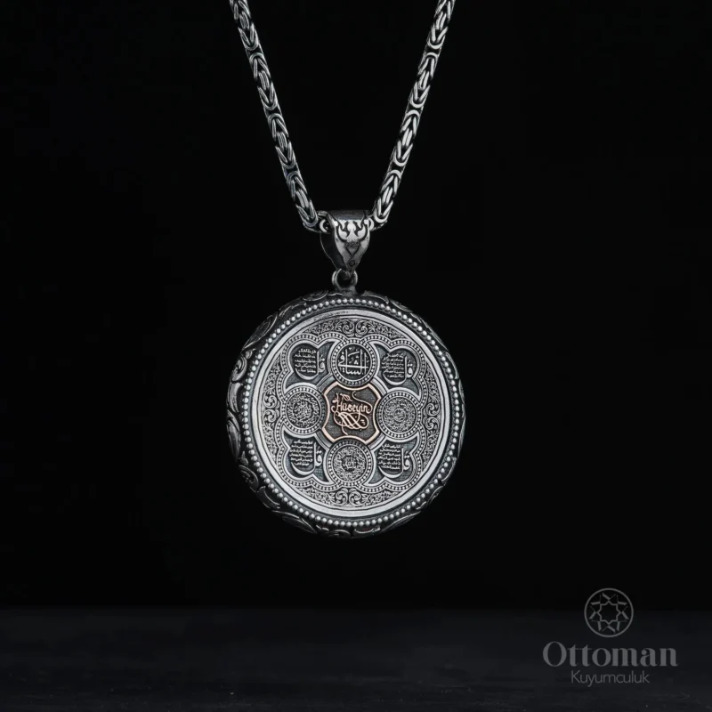 Kapaklı Koruma Dualı Gümüş Madalyon Kolye
