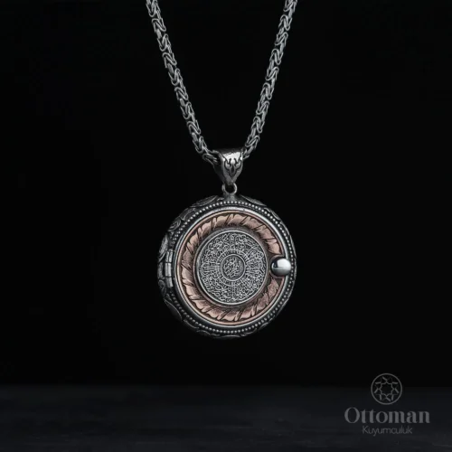 Kapaklı Koruma Dualı Gümüş Madalyon Kolye