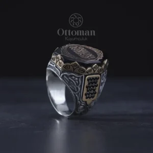 Kelime-i Tevhidli Özel Tasarım Gümüş Erkek Yüzük